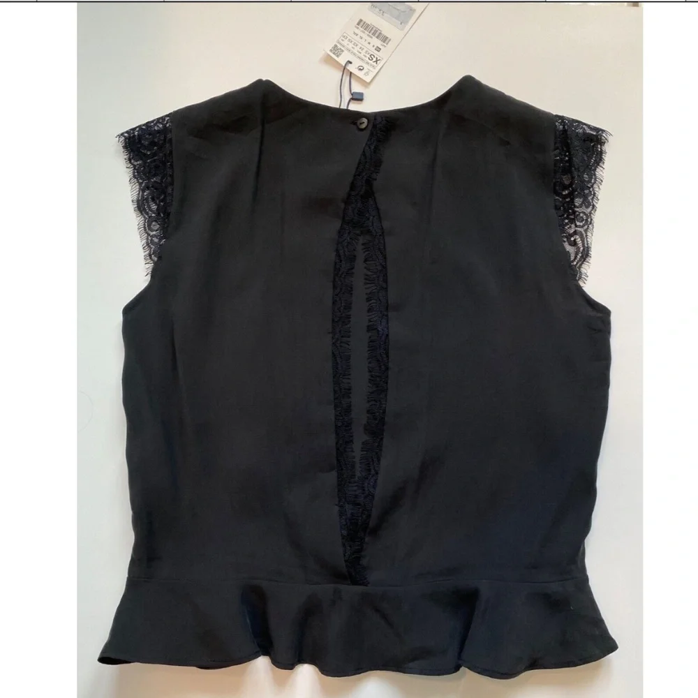 🚫SOLD🚫 ZARA XS Sleeveless Open Back Matte Black Top Shirt Blouse - Picture 2 of 6